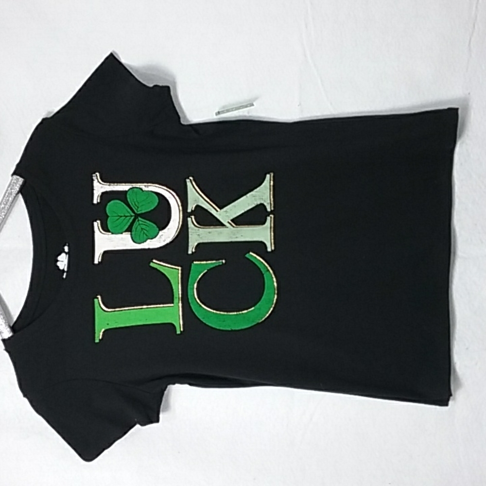 * 4/$25 Lucky T-shirts women's size L 12/14  luck clover